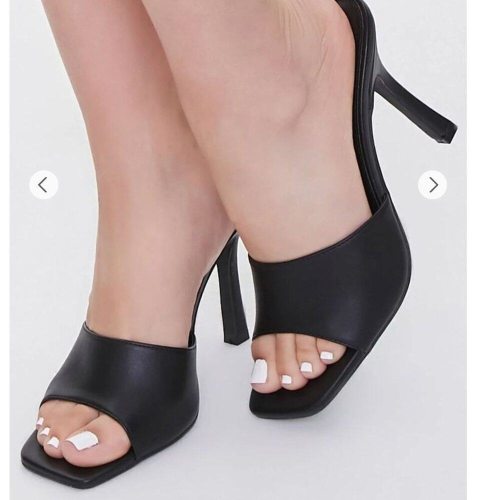Forever 21 Black Open-Toe Heels